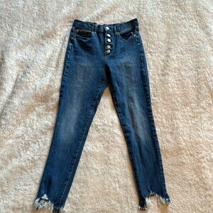 Gap button fly True skinny  shark bite hem high rise